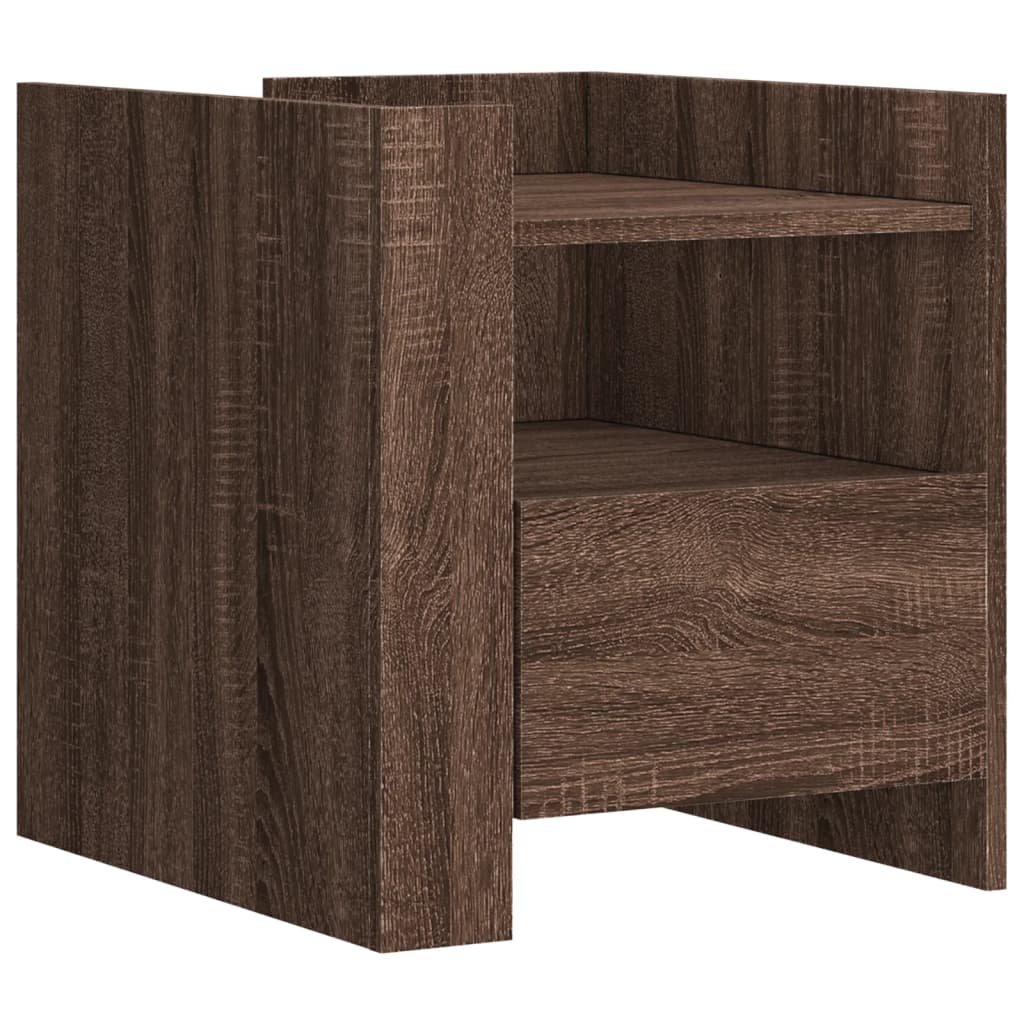 Nachtkastje 45x50x50 cm bewerkt hout bruin eikenkleurig