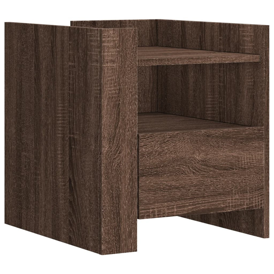 Nachtkastje 45x50x50 cm bewerkt hout bruin eikenkleurig