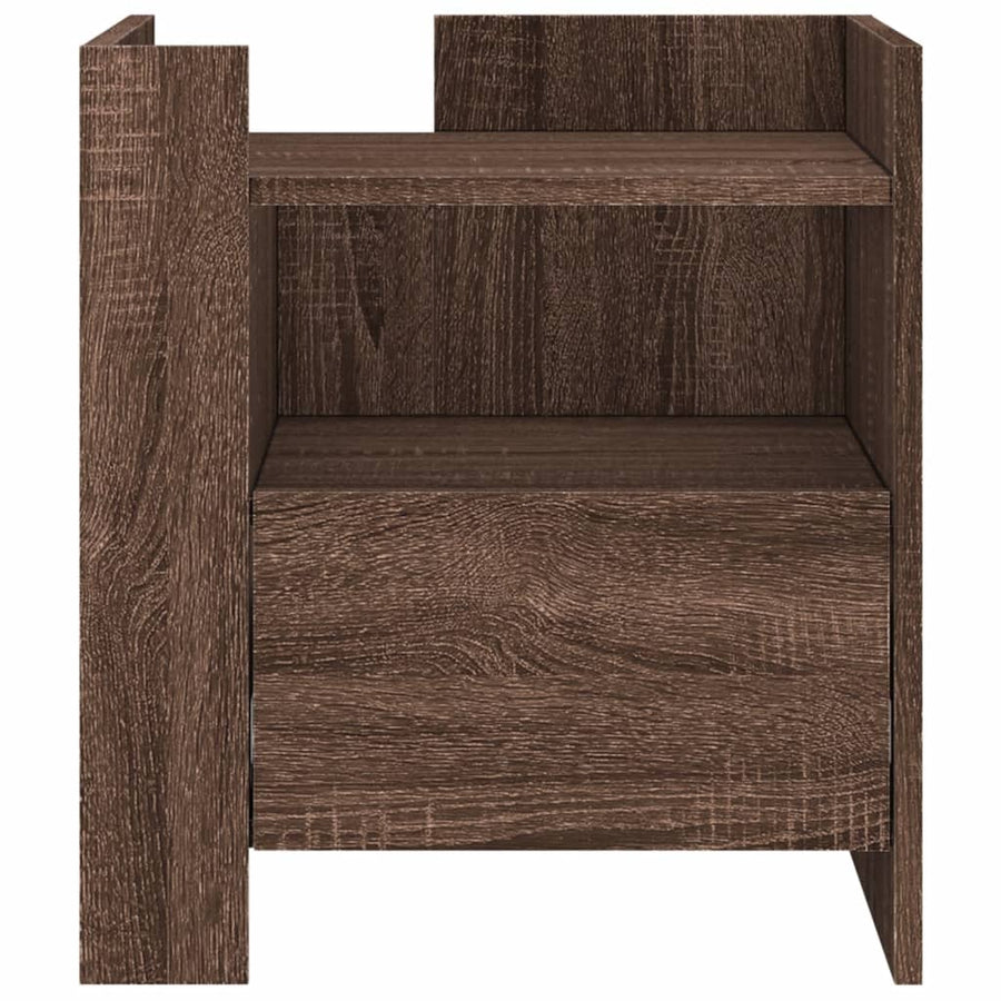 Nachtkastje 45x50x50 cm bewerkt hout bruin eikenkleurig