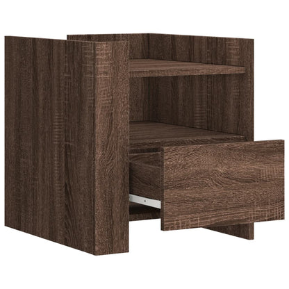 Nachtkastje 45x50x50 cm bewerkt hout bruin eikenkleurig