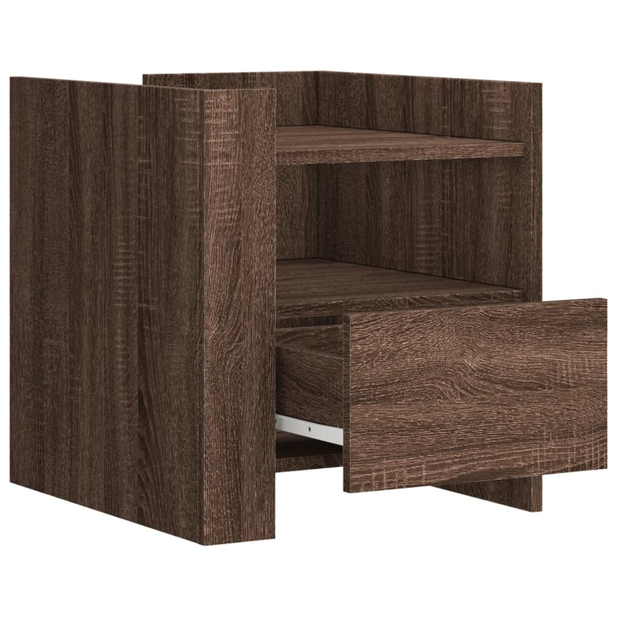 Nachtkastje 45x50x50 cm bewerkt hout bruin eikenkleurig
