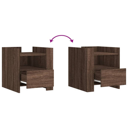 Nachtkastje 45x50x50 cm bewerkt hout bruin eikenkleurig