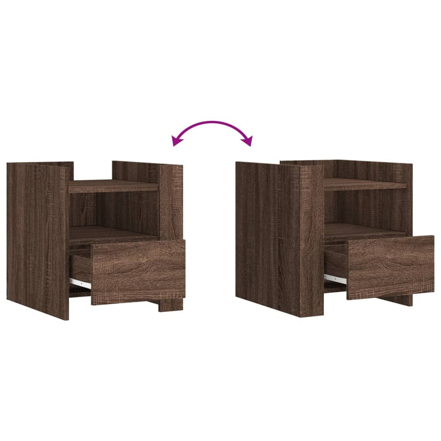 Nachtkastje 45x50x50 cm bewerkt hout bruin eikenkleurig