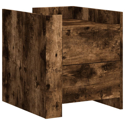Nachtkastje 45x50x50 cm bewerkt hout gerookt eikenkleurig