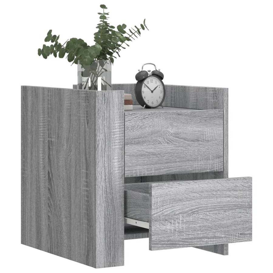 Nachtkastje 45x50x50 cm bewerkt hout grijs sonoma eikenkleurig