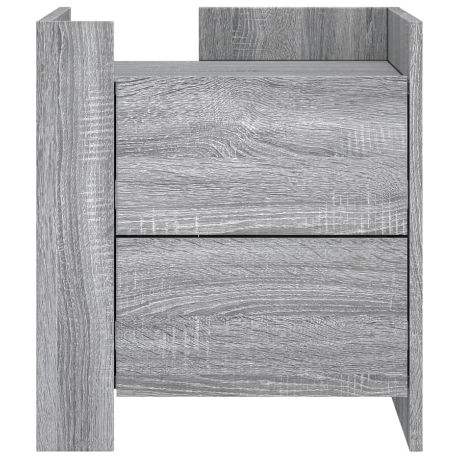 Nachtkastje 45x50x50 cm bewerkt hout grijs sonoma eikenkleurig