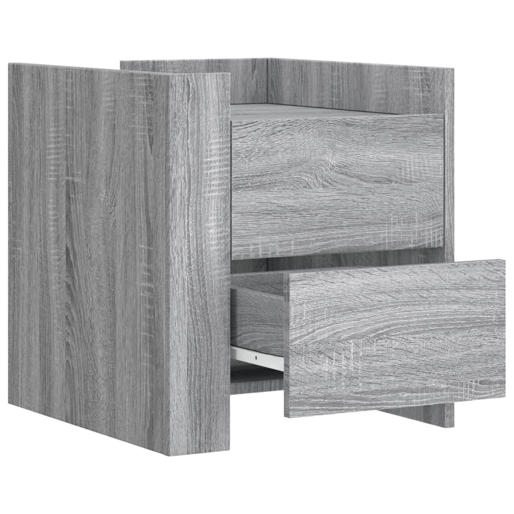 Nachtkastje 45x50x50 cm bewerkt hout grijs sonoma eikenkleurig