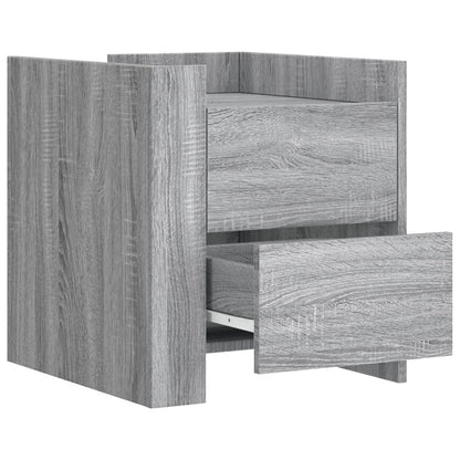 Nachtkastje 45x50x50 cm bewerkt hout grijs sonoma eikenkleurig