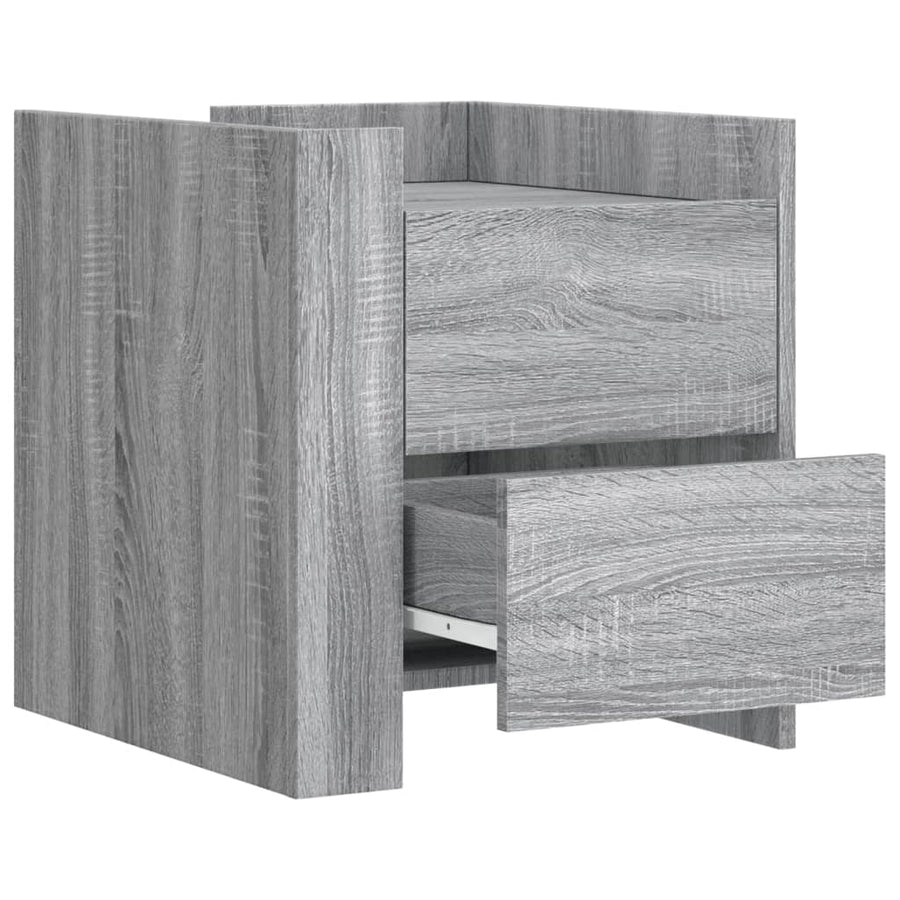 Nachtkastje 45x50x50 cm bewerkt hout grijs sonoma eikenkleurig