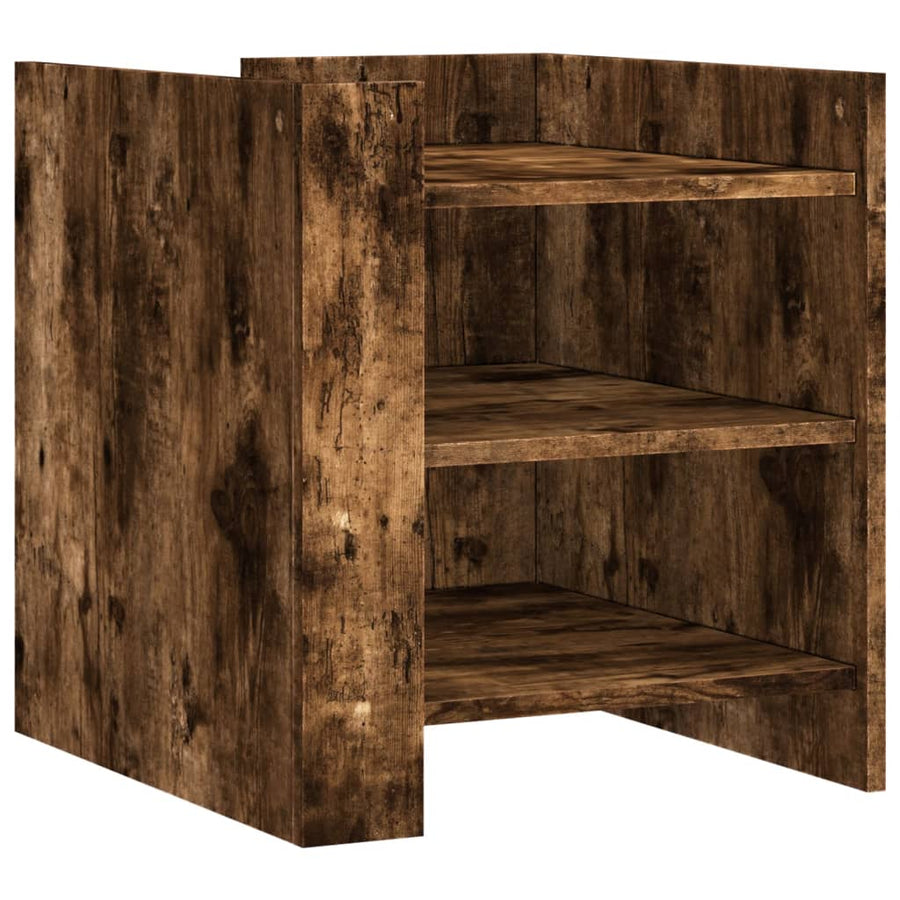 Nachtkastje 45x50x50 cm bewerkt hout gerookt eikenkleurig