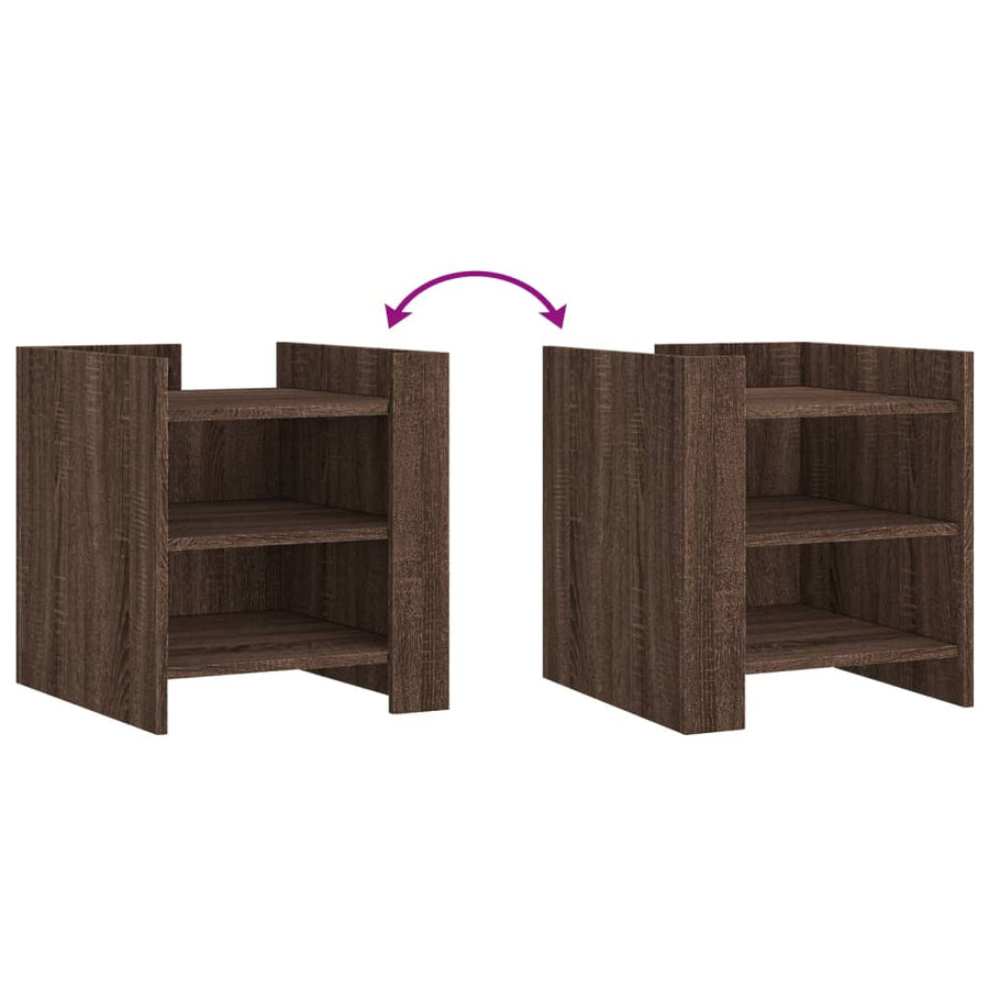 Nachtkastje 45x50x50 cm bewerkt hout bruin eikenkleurig