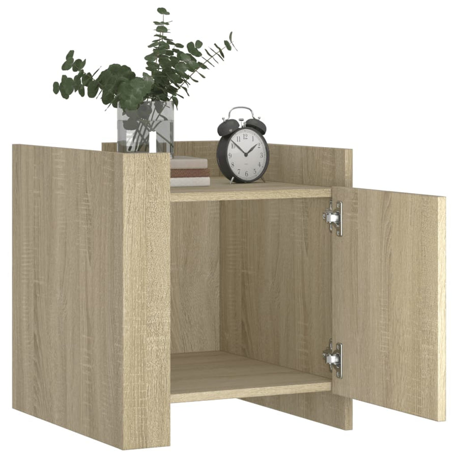 Nachtkastje 45x50x50 cm bewerkt hout sonoma eikenkleurig