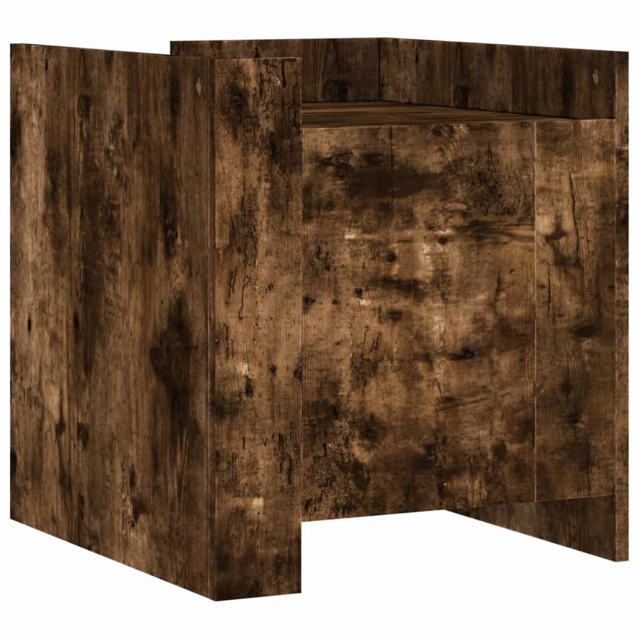 Nachtkastje 45x50x50 cm bewerkt hout gerookt eikenkleurig