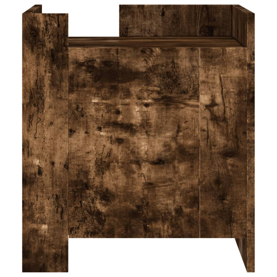 Nachtkastje 45x50x50 cm bewerkt hout gerookt eikenkleurig