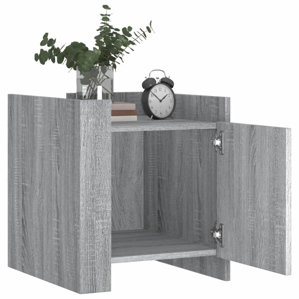 Nachtkastje 45x50x50 cm bewerkt hout grijs sonoma eikenkleurig