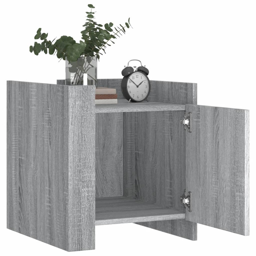 Nachtkastje 45x50x50 cm bewerkt hout grijs sonoma eikenkleurig