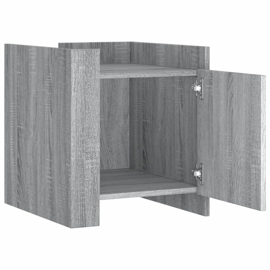 Nachtkastje 45x50x50 cm bewerkt hout grijs sonoma eikenkleurig