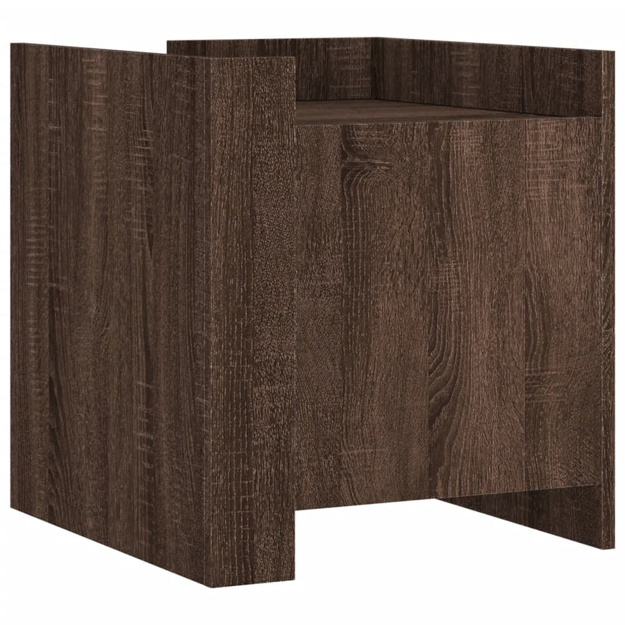 Nachtkastje 45x50x50 cm bewerkt hout bruin eikenkleurig