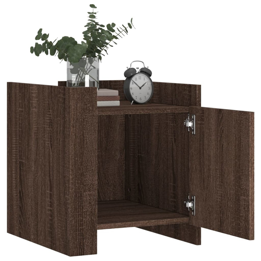 Nachtkastje 45x50x50 cm bewerkt hout bruin eikenkleurig