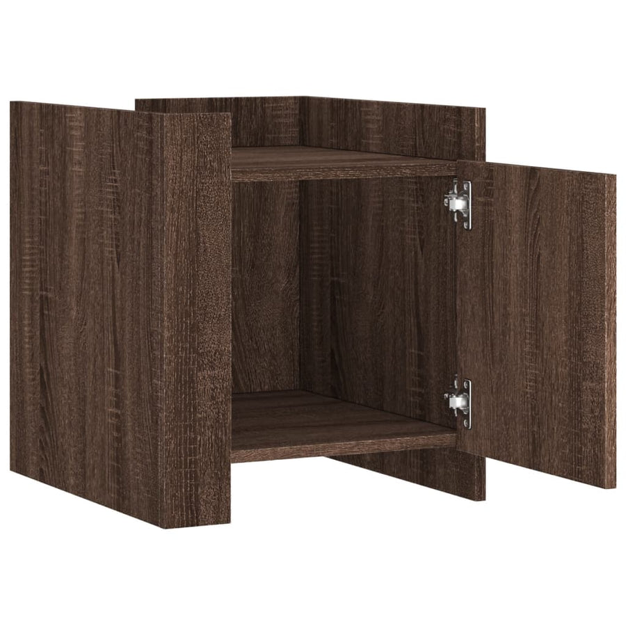 Nachtkastje 45x50x50 cm bewerkt hout bruin eikenkleurig