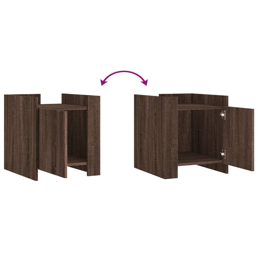 Nachtkastje 45x50x50 cm bewerkt hout bruin eikenkleurig