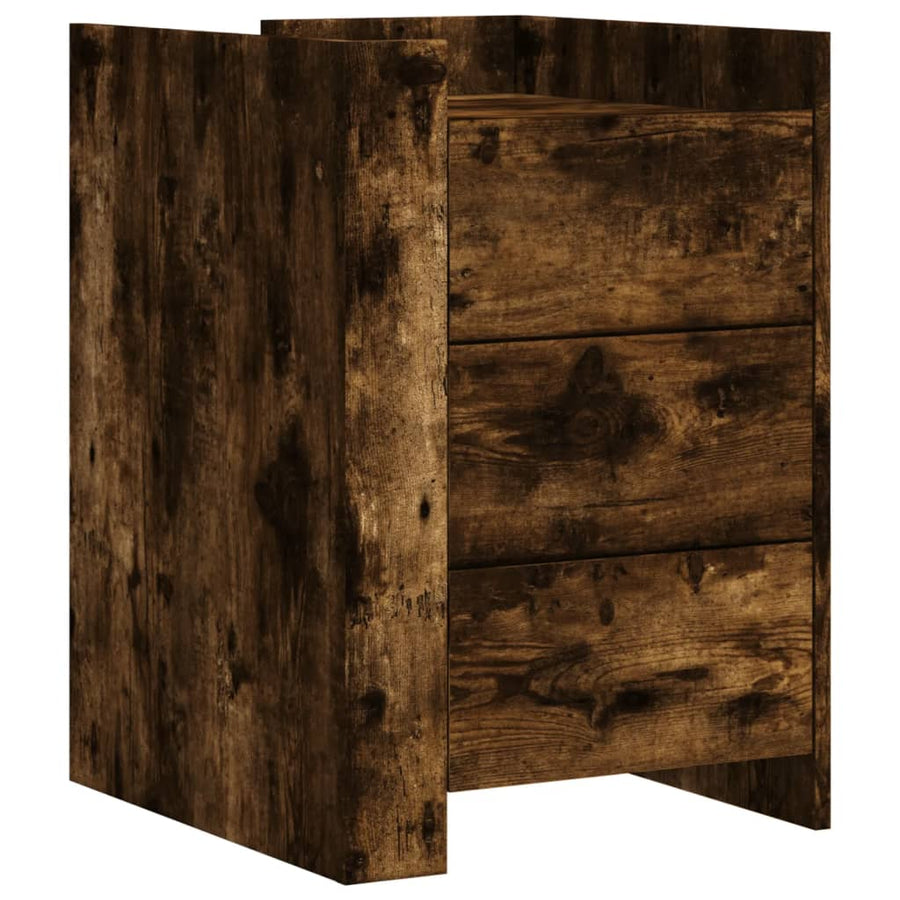 Nachtkastje 45x50x65 cm bewerkt hout gerookt eikenkleurig