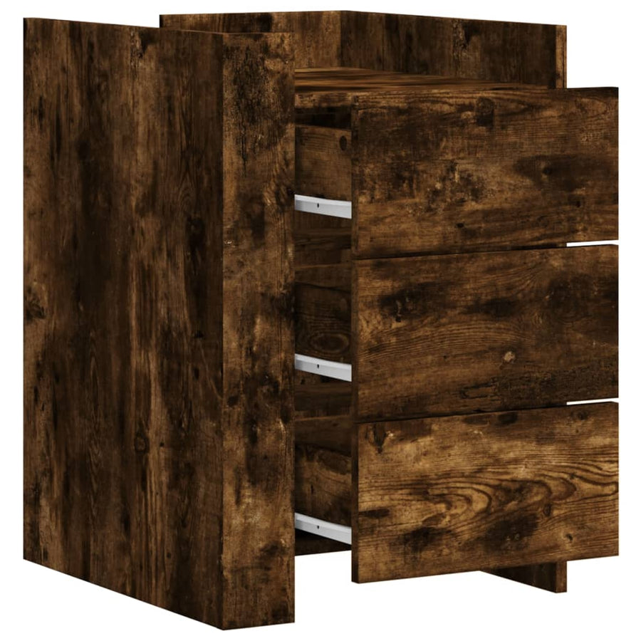 Nachtkastje 45x50x65 cm bewerkt hout gerookt eikenkleurig