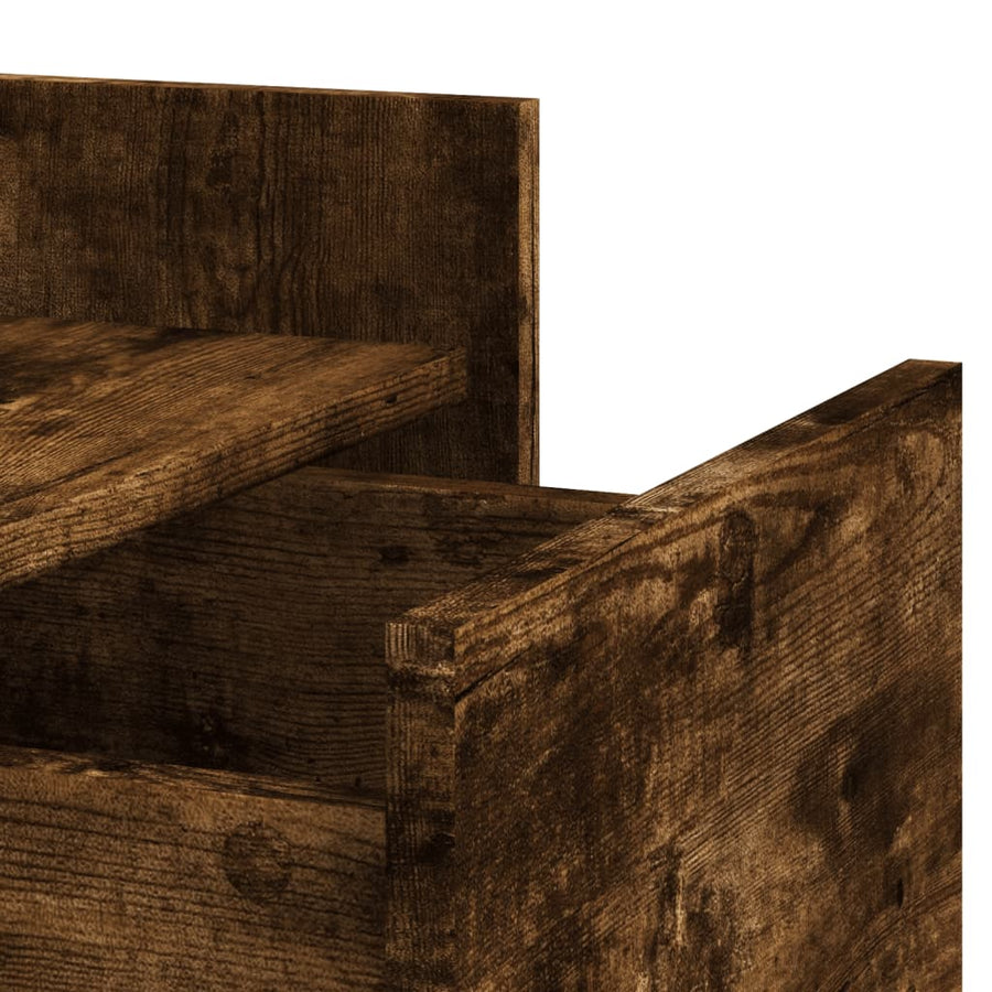Nachtkastje 45x50x65 cm bewerkt hout gerookt eikenkleurig