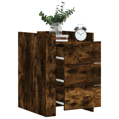 Nachtkastje 45x50x65 cm bewerkt hout gerookt eikenkleurig