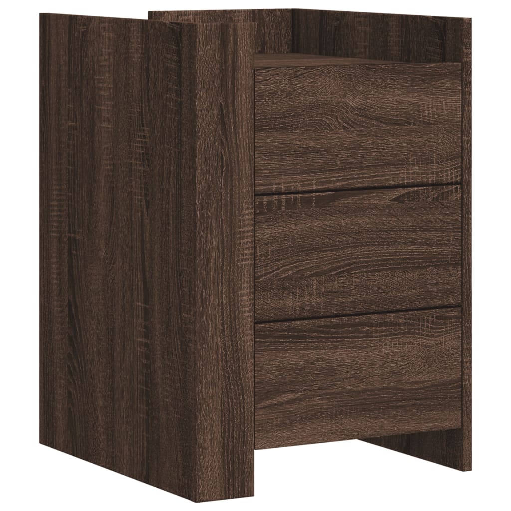 Nachtkastje 45x50x65 cm bewerkt hout bruin eikenkleurig