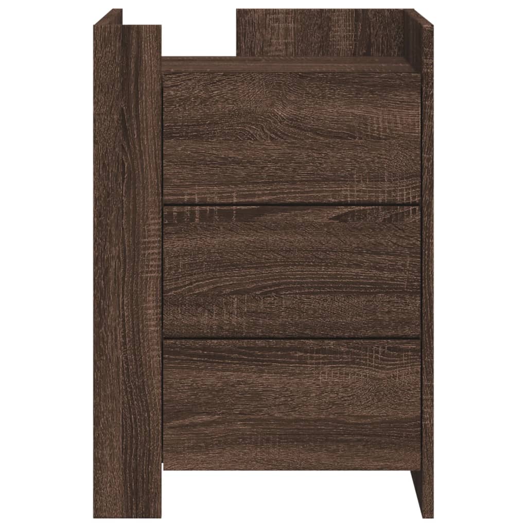 Nachtkastje 45x50x65 cm bewerkt hout bruin eikenkleurig
