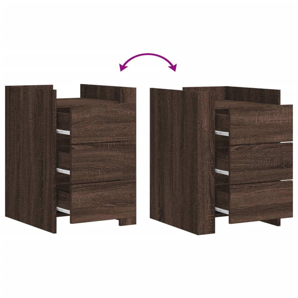 Nachtkastje 45x50x65 cm bewerkt hout bruin eikenkleurig