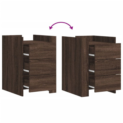 Nachtkastje 45x50x65 cm bewerkt hout bruin eikenkleurig