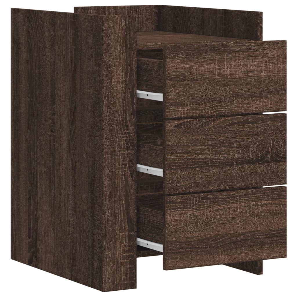 Nachtkastje 45x50x65 cm bewerkt hout bruin eikenkleurig