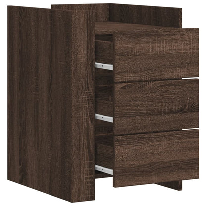 Nachtkastje 45x50x65 cm bewerkt hout bruin eikenkleurig