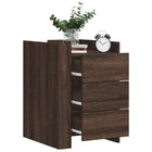 Bedside table 45x50x65 cm carved wood brown oak-coloured