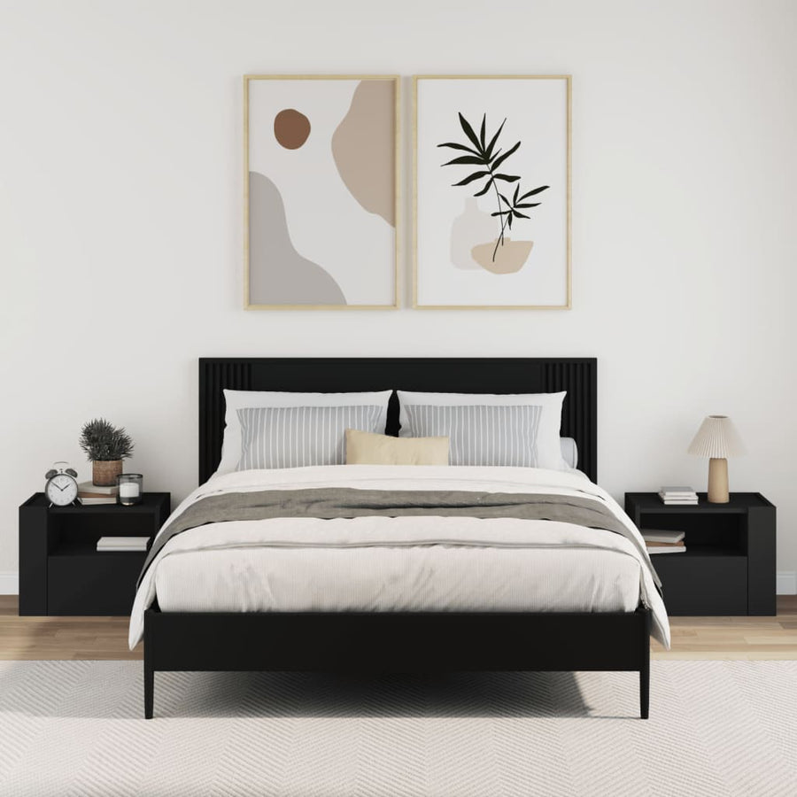 Nachtkastjes wandgemonteerd 2 st 45x30x35 cm zwart