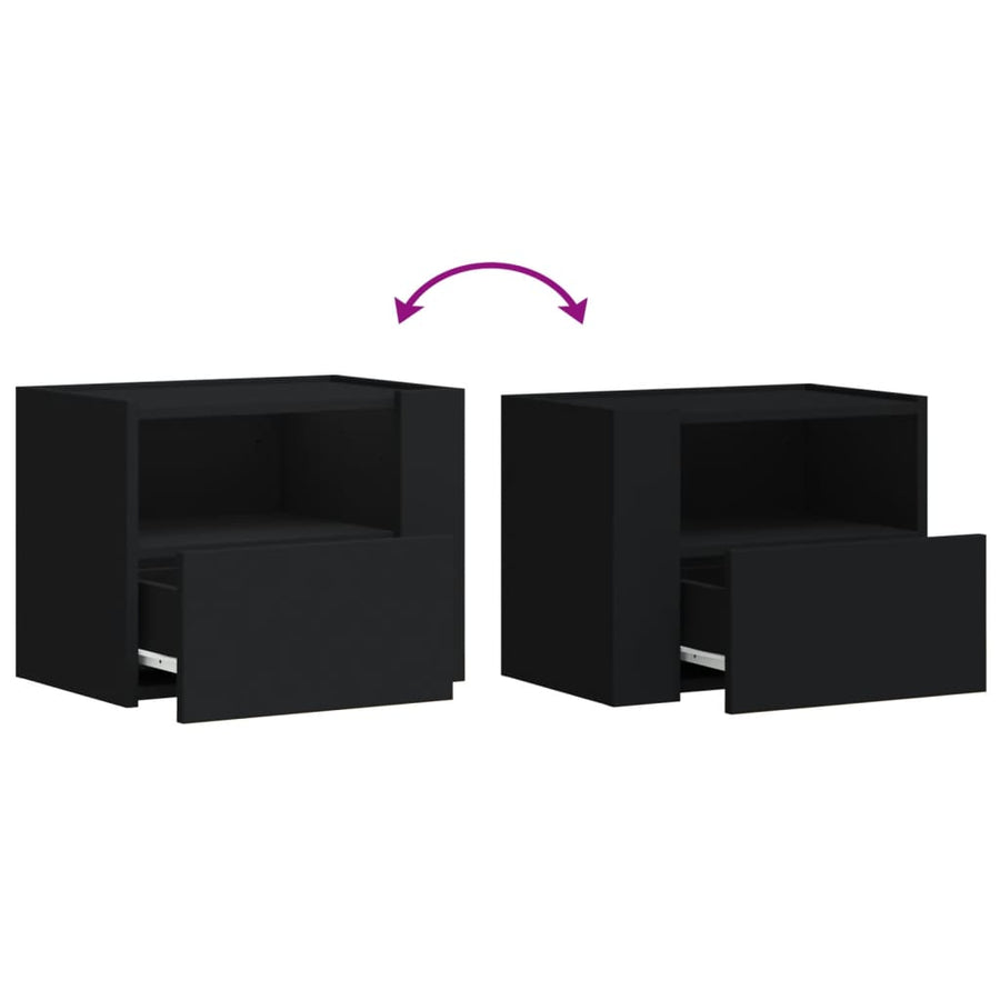 Nachtkastjes wandgemonteerd 2 st 45x30x35 cm zwart