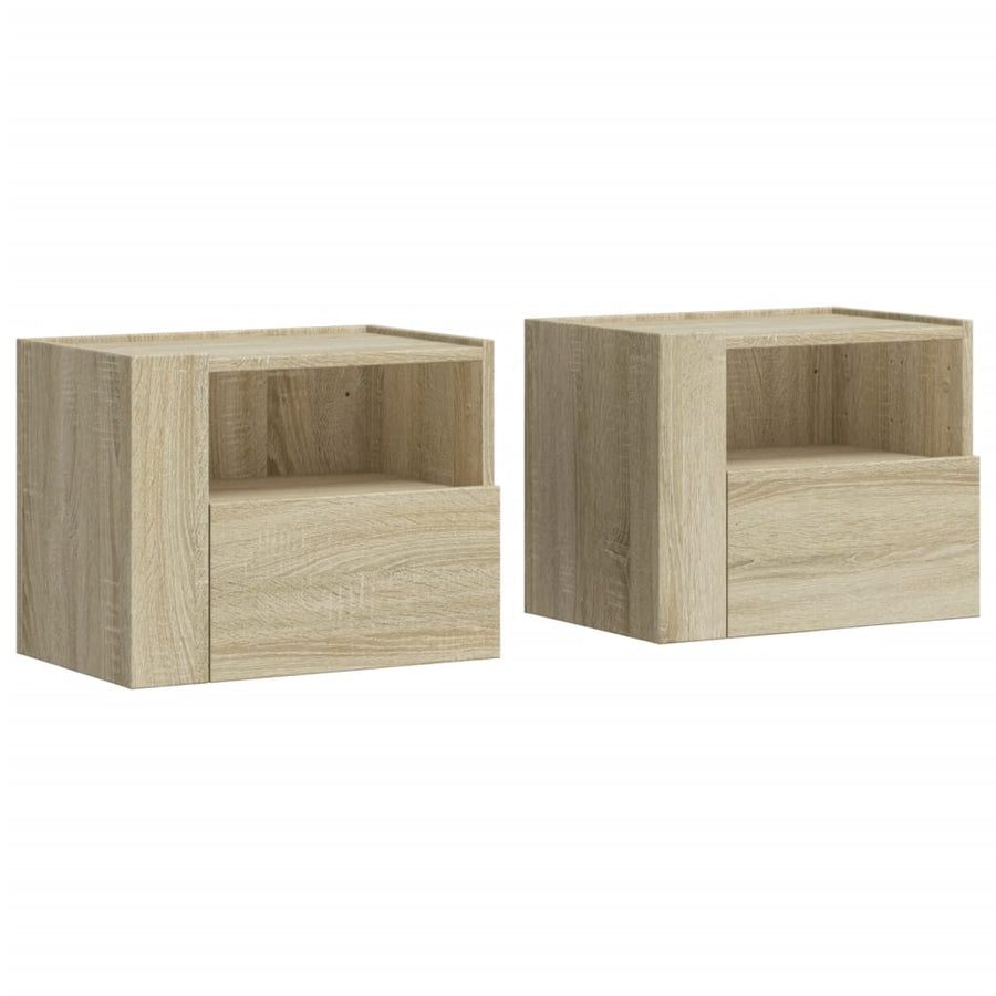 Nachtkastjes 2 st wandgemonteerd 45x30x35 cm sonoma eikenkleur