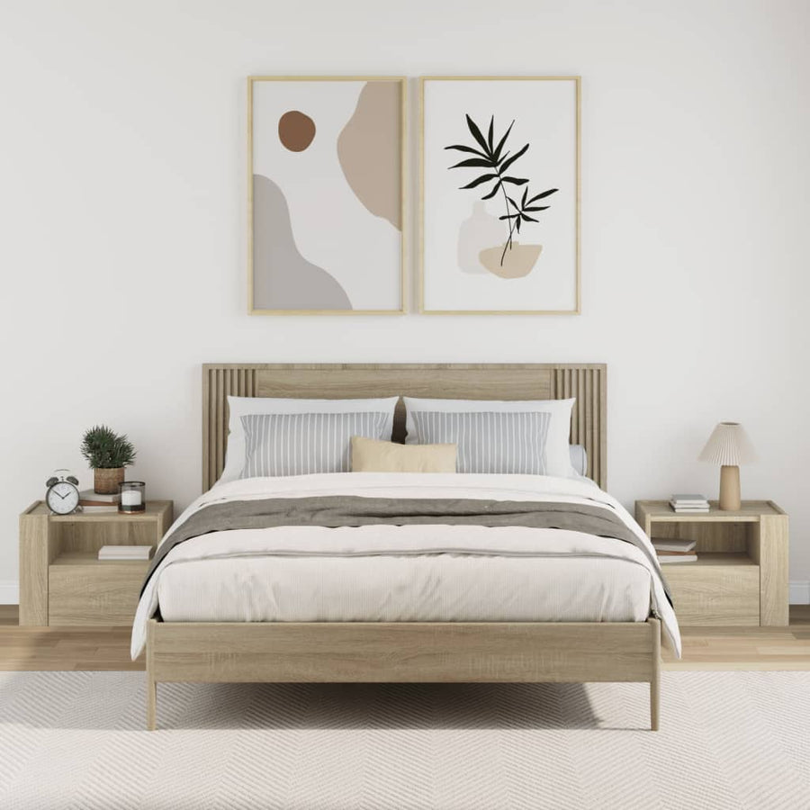 Nachtkastjes 2 st wandgemonteerd 45x30x35 cm sonoma eikenkleur