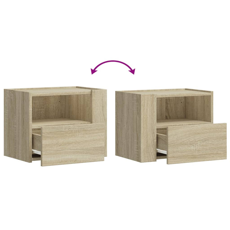 Nachtkastjes 2 st wandgemonteerd 45x30x35 cm sonoma eikenkleur