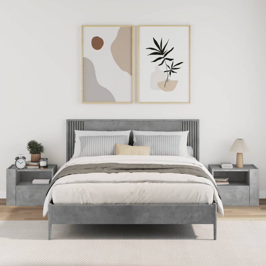 Nachtkastjes 2 st wandgemonteerd 45x30x35 cm betongrijs