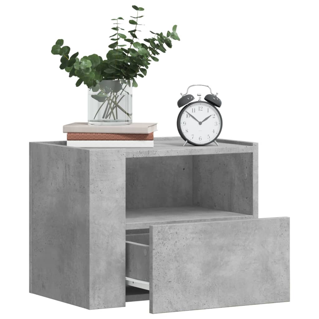 Nachtkastjes 2 st wandgemonteerd 45x30x35 cm betongrijs