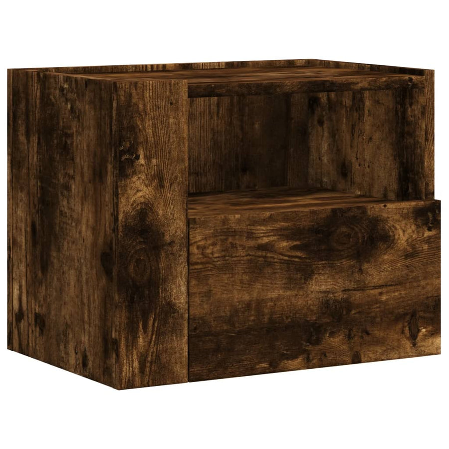 Nachtkastjes 2 st wandgemonteerd 45x30x35 cm gerookt eikenkleur