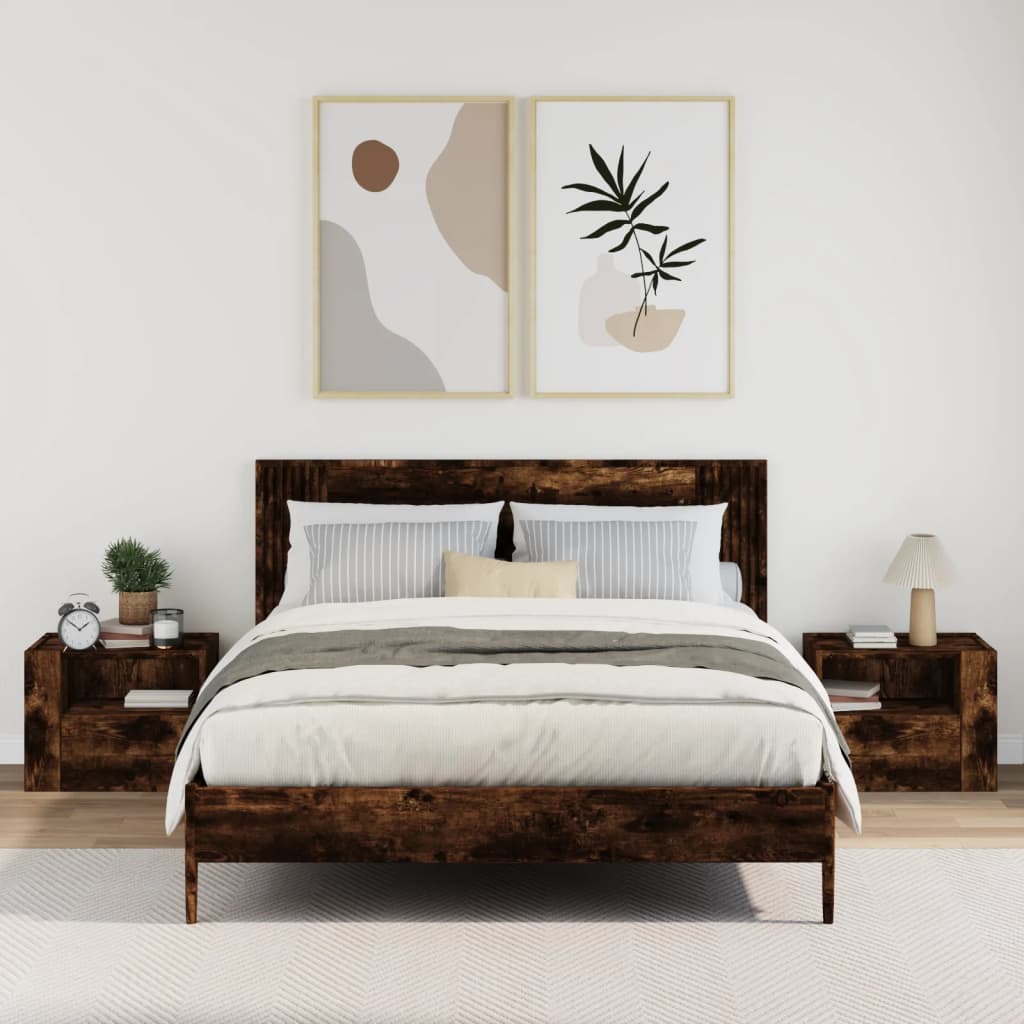 Nachtkastjes 2 st wandgemonteerd 45x30x35 cm gerookt eikenkleur