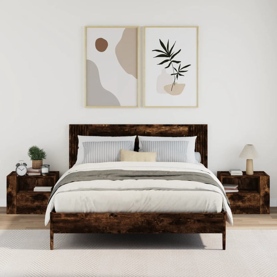 Nachtkastjes 2 st wandgemonteerd 45x30x35 cm gerookt eikenkleur