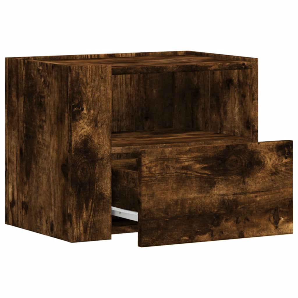 Nachtkastjes 2 st wandgemonteerd 45x30x35 cm gerookt eikenkleur