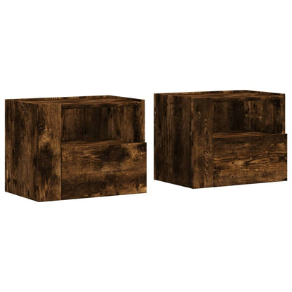 Nachtkastjes 2 st wandgemonteerd 45x30x35 cm gerookt eikenkleur