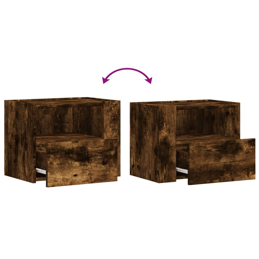 Nachtkastjes 2 st wandgemonteerd 45x30x35 cm gerookt eikenkleur