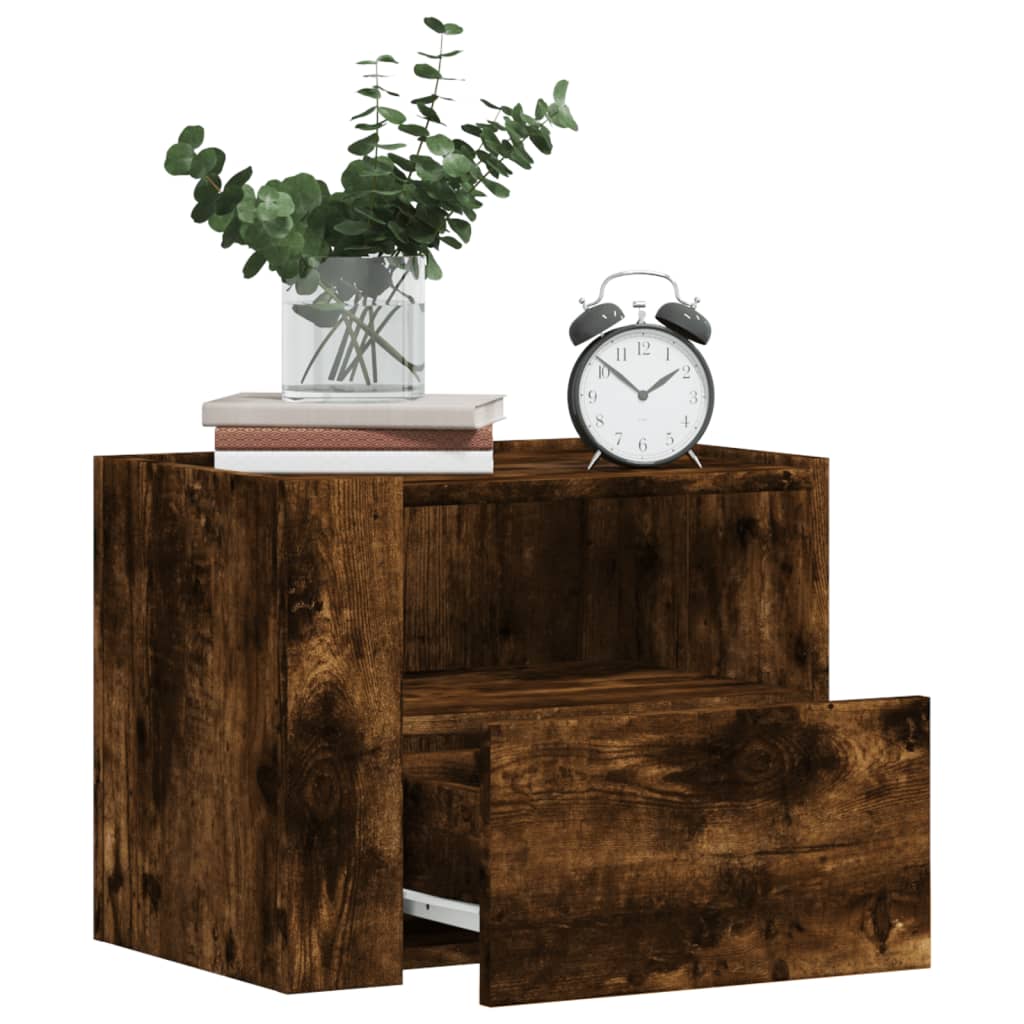 Nachtkastjes 2 st wandgemonteerd 45x30x35 cm gerookt eikenkleur